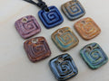 NoctemPottery Handmade Ceramic Square Spiral Pendant Choker Black Cord