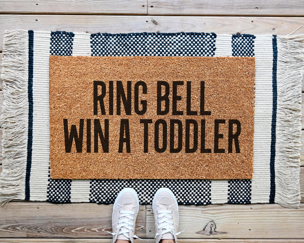HamlinRowShop Ring Bell Win a Toddler Coir Doormat, Funny Welcome Mat