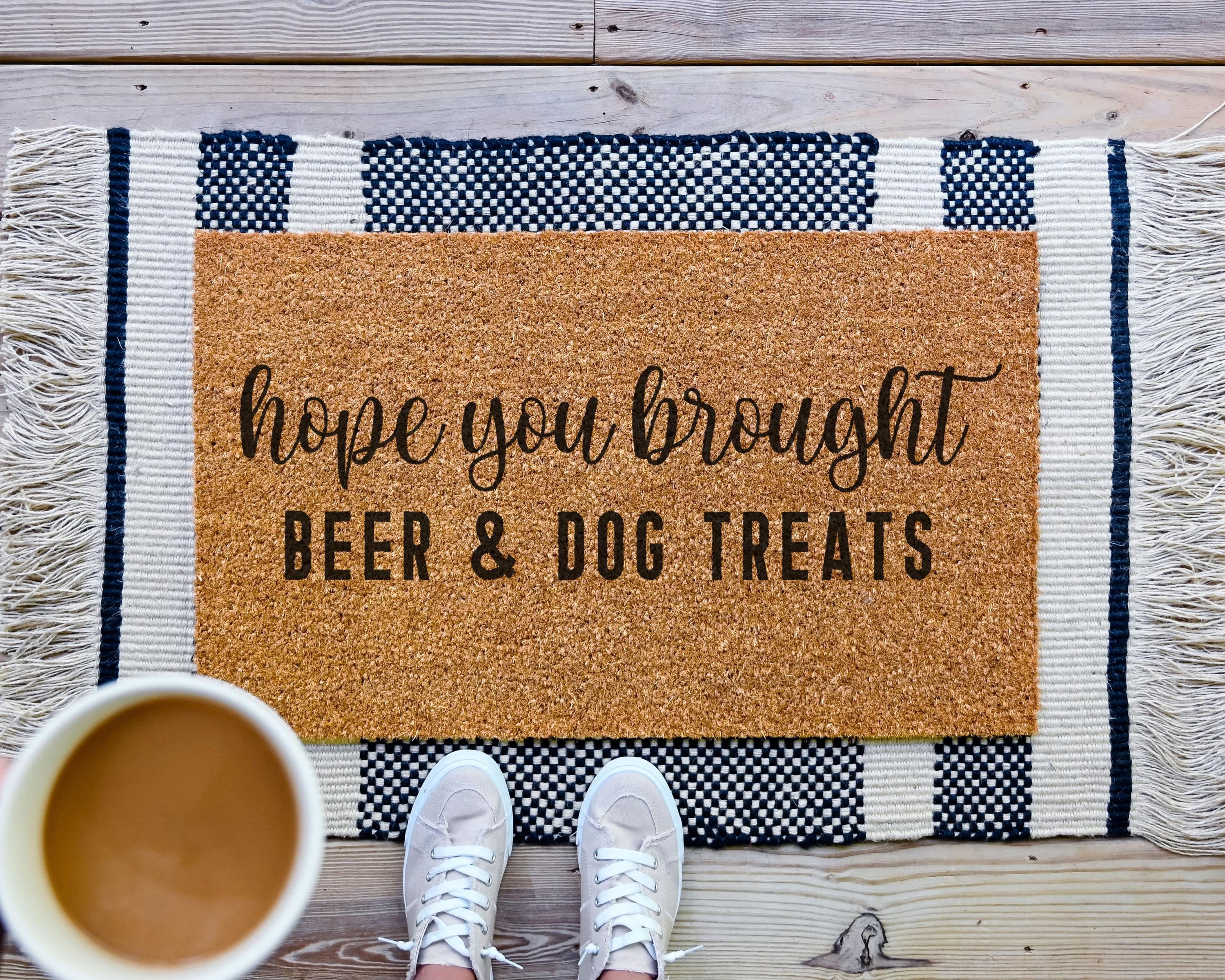 HamlinRowShop Hope You Brought Coir Doormat Funny Welcome Mat