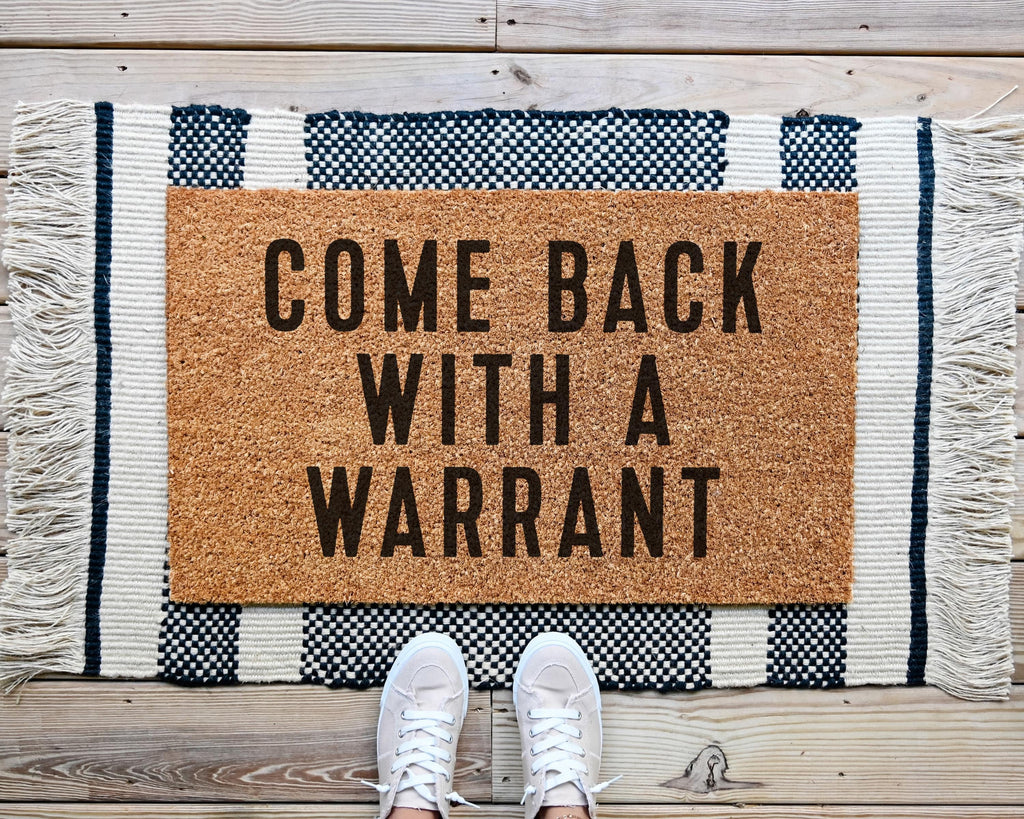 HamlinRowShop Come Back With A Warrant Coir Doormat Funny Welcome Mat