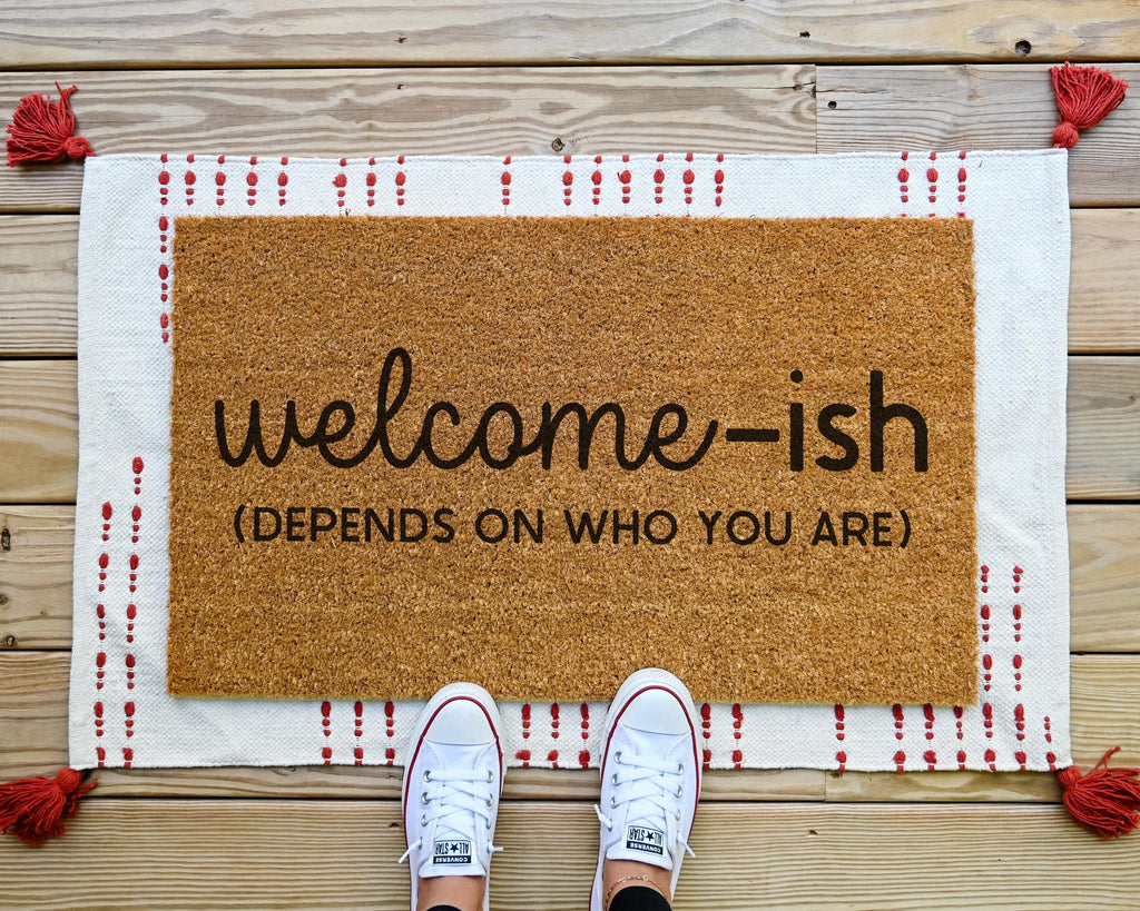 HamlinRowShop Welcome-ish Coir Doormat Funny Design
