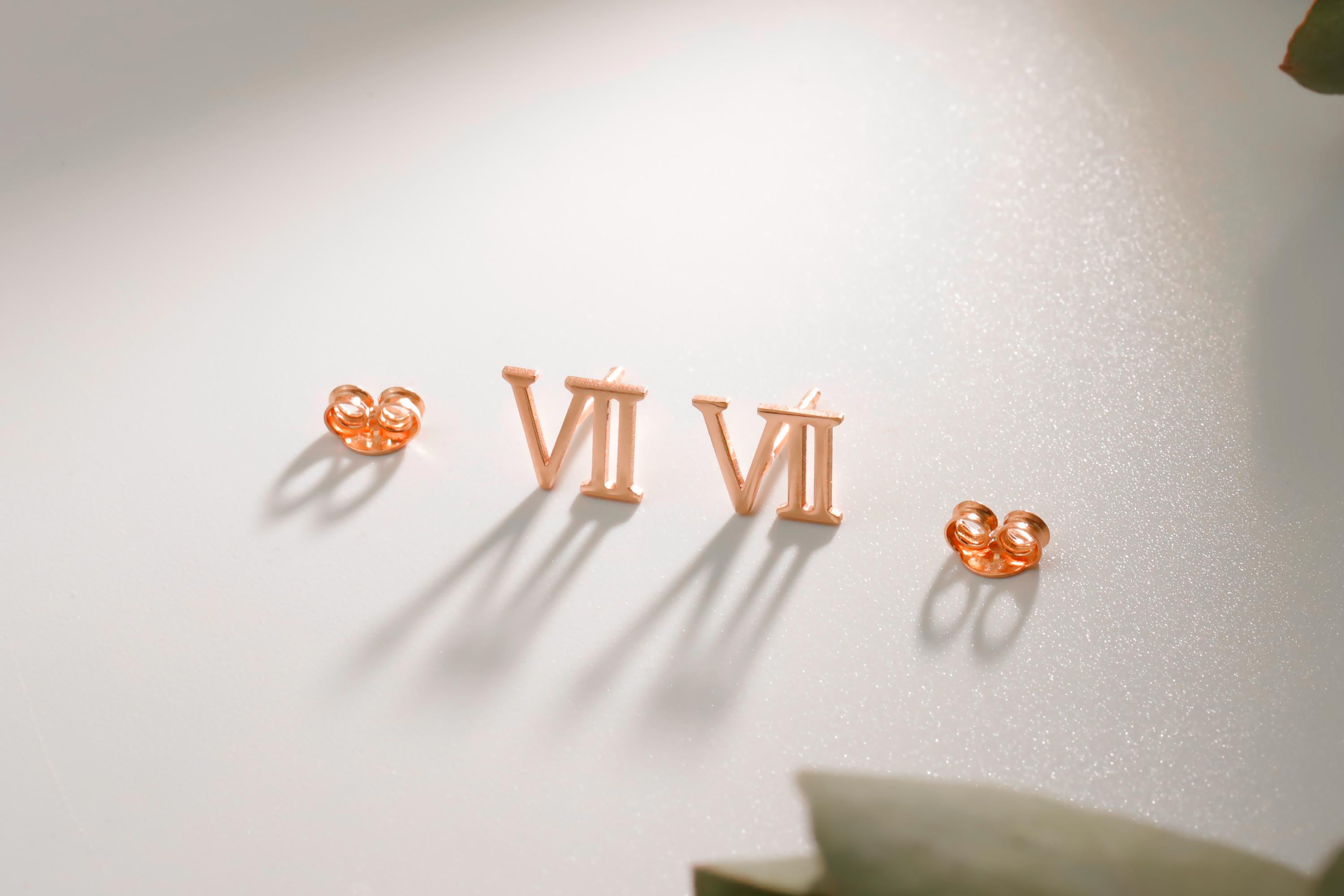 Sterling Silver Roman Numeral Earrings: Personalized Number Studs