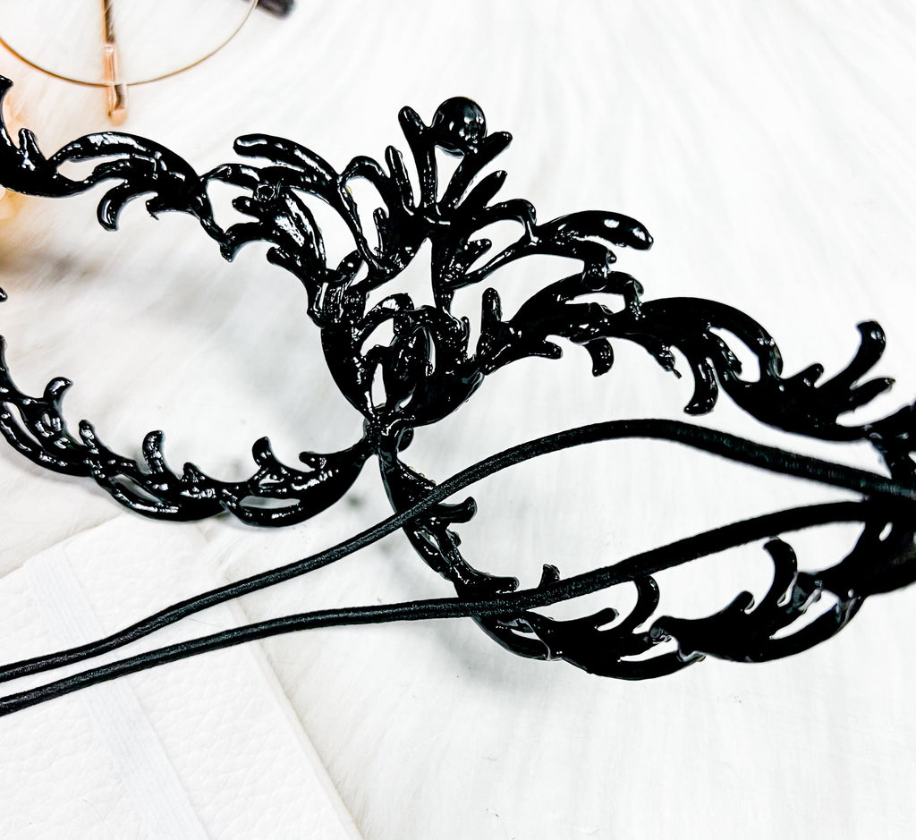 HappyJewelryWorld Black Crystal Masquerade Mask Gothic Rhinestone Eye Mask