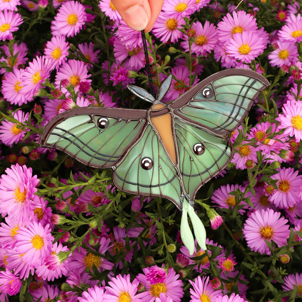 SunStainedGlassUA Spanish Luna Moth Stained Glass Suncatcher 6in