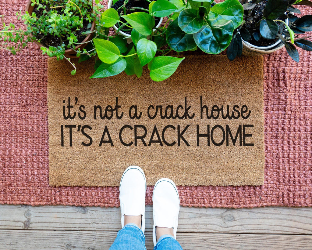 HamlinRowShop Not a Crack House Crack Home Coir Door Mat