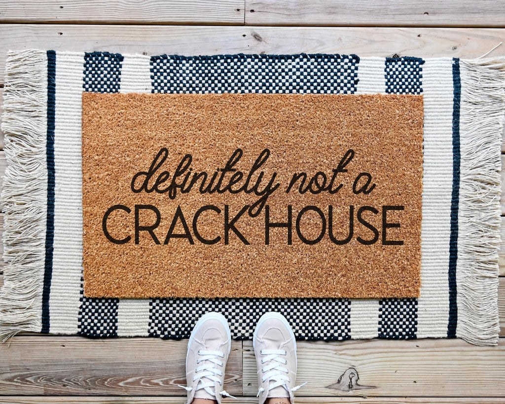 HamlinRowShop Definitely Not a Crack House Coir Doormat 18x30 In Black