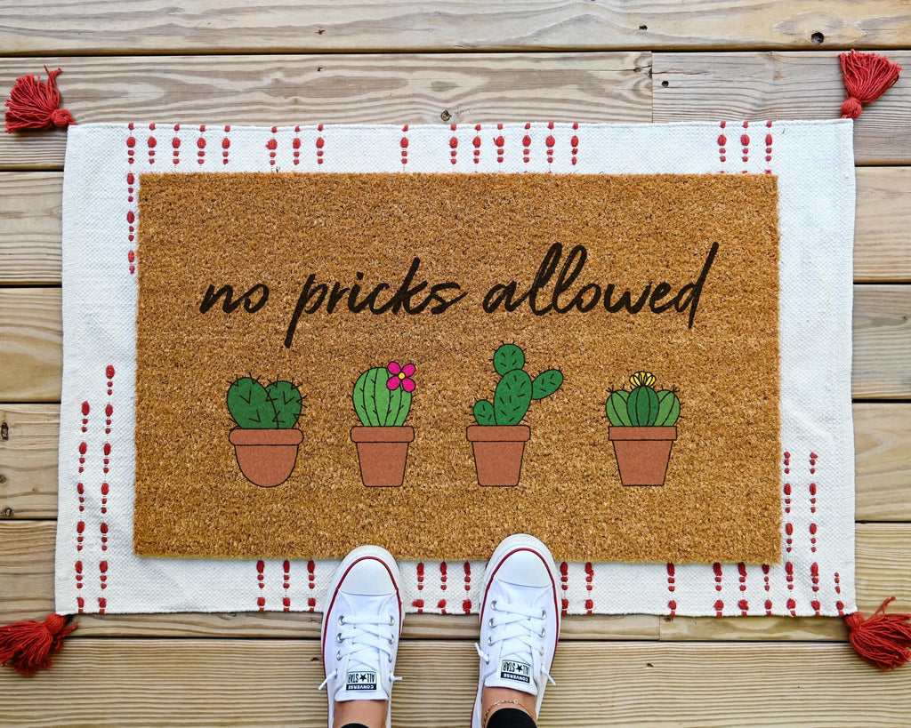 No Pricks Allowed Cactus Doormat Funny Welcome Mat