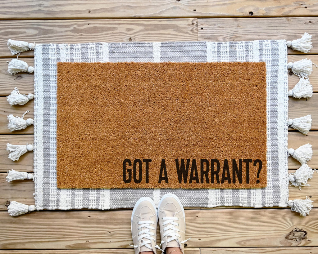 HamlinRowShop Come Back With a Warrant Coir Doormat Funny Welcome Mat