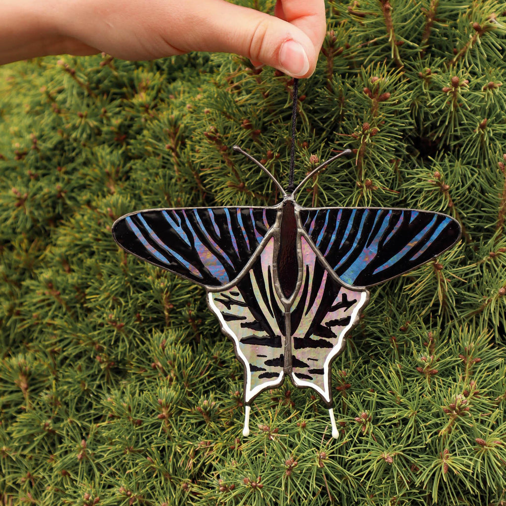 SunStainedGlassUA Urania Leilus Butterfly Suncatcher Stained Glass Window Hanging 5.3in