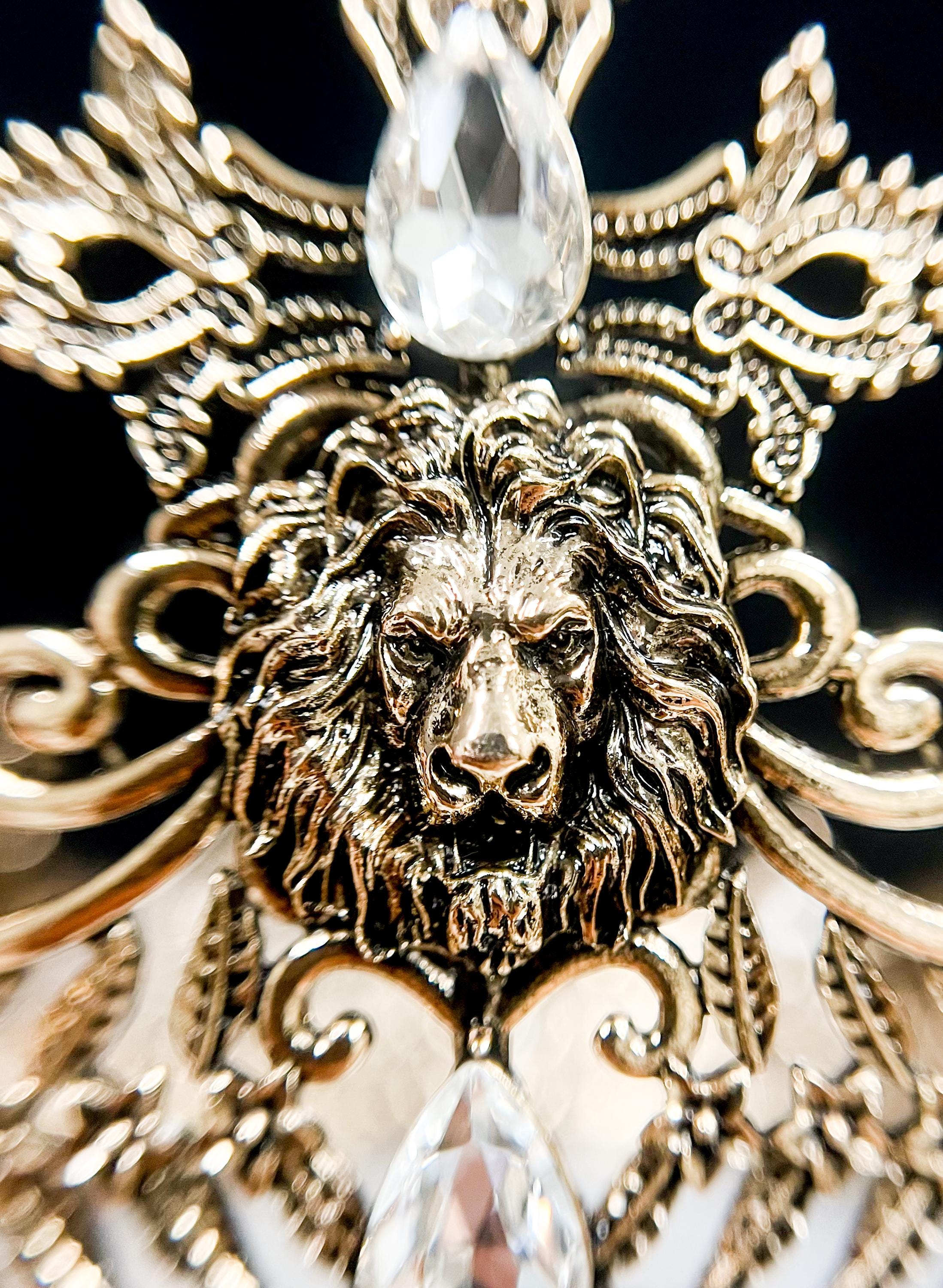 HappyJewelryWorld Vintage Lion King Crown Prince Wedding Headpiece Clear Crystal