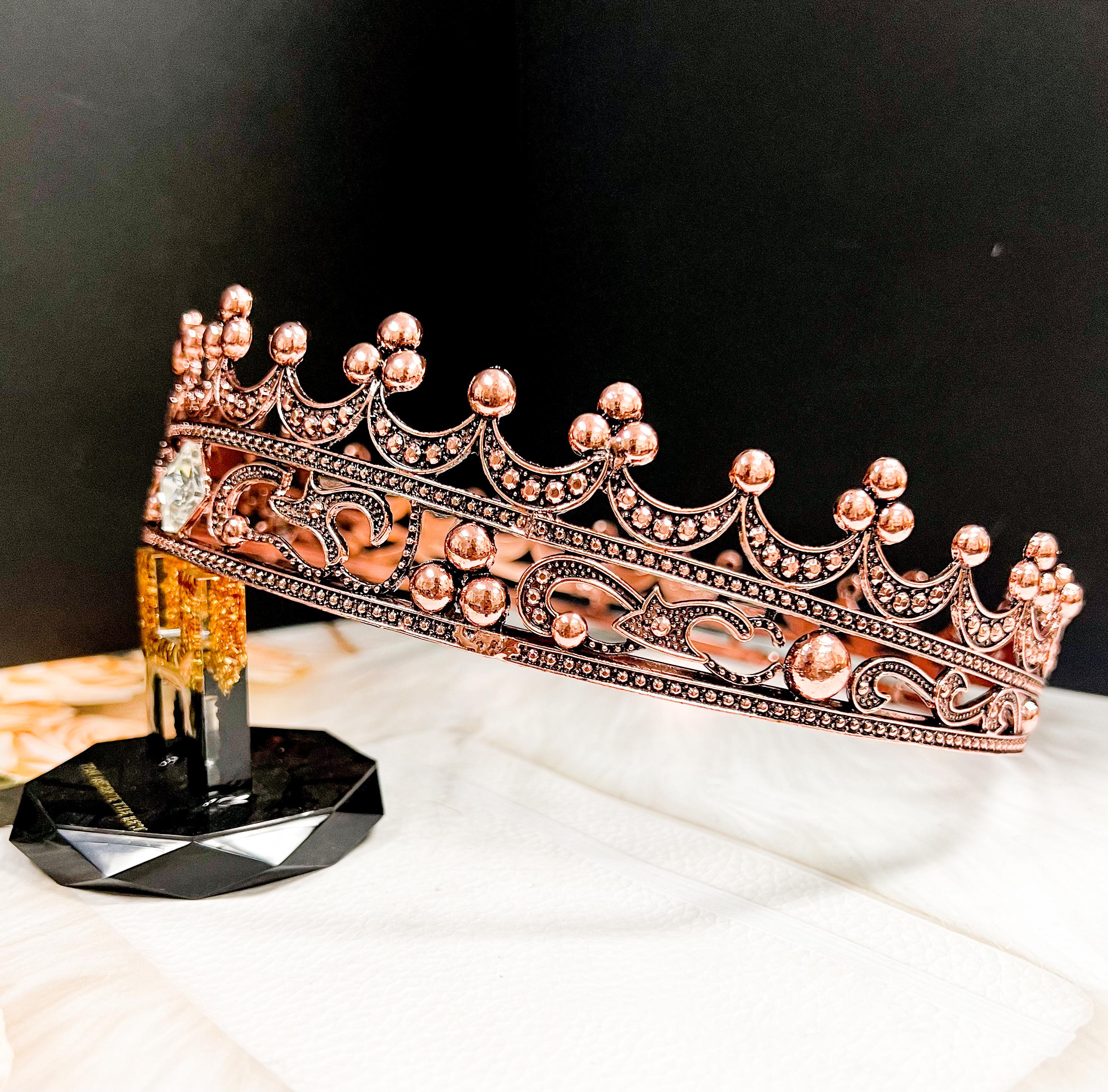 Royal Copper King Crown: Rhinestone Costume Accessory
