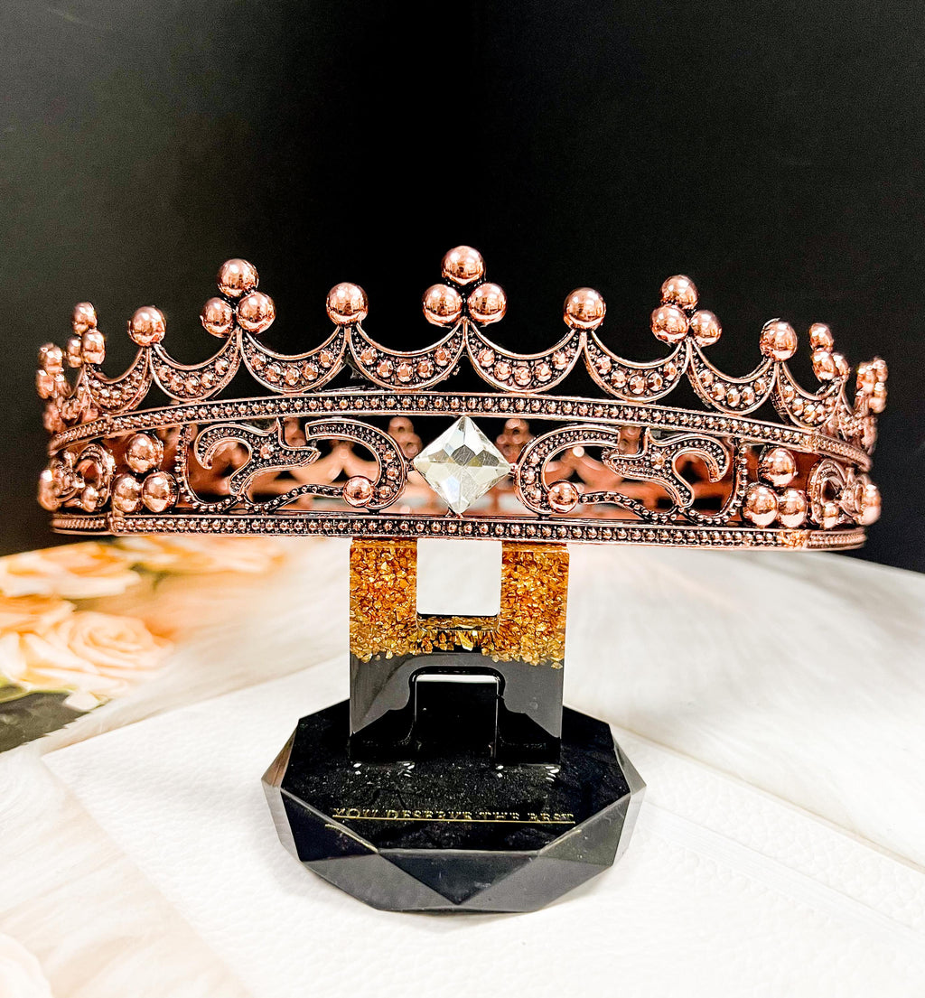 Royal Copper King Crown: Rhinestone Costume Accessory