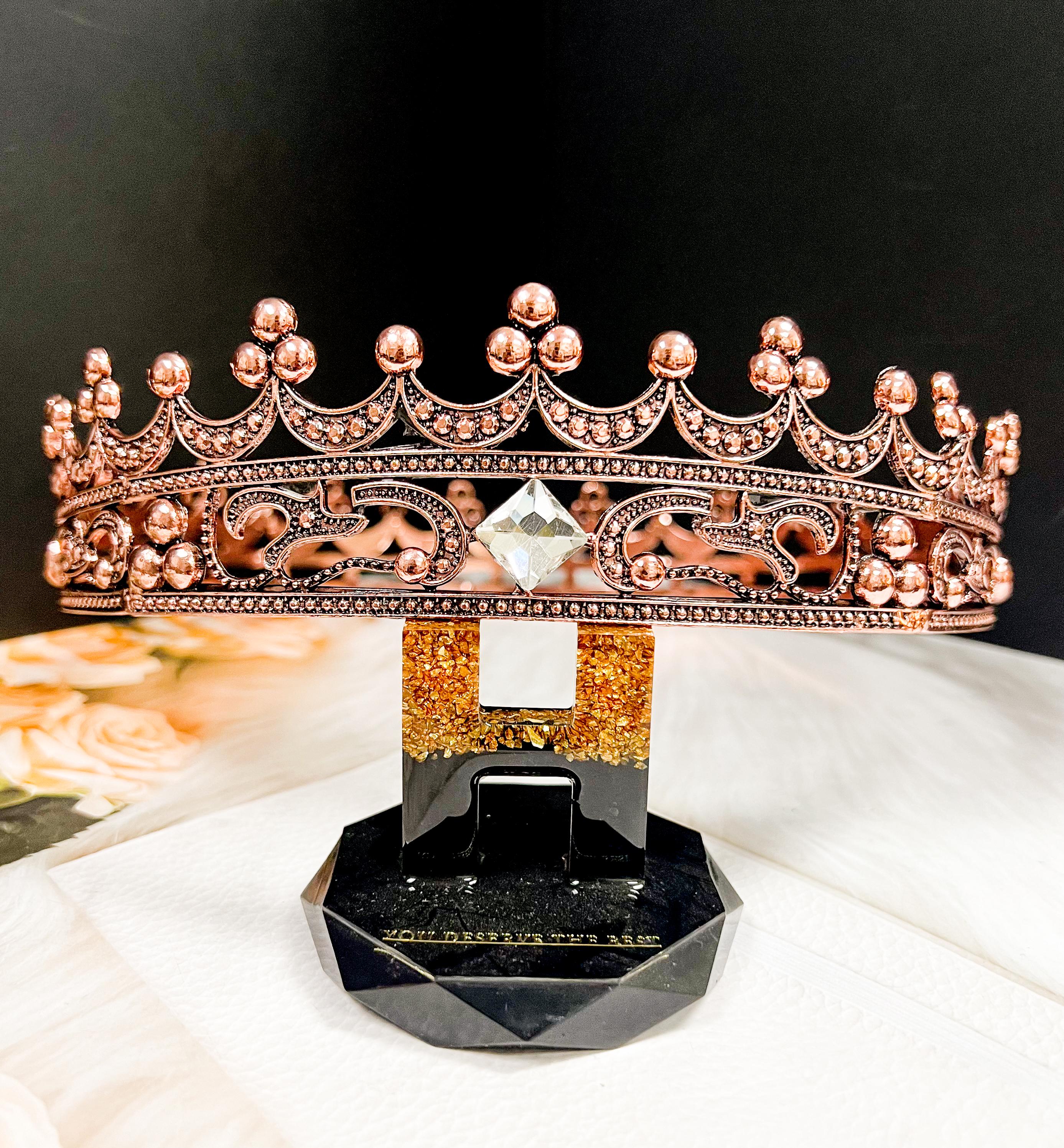 Royal Copper King Crown: Rhinestone Costume Accessory