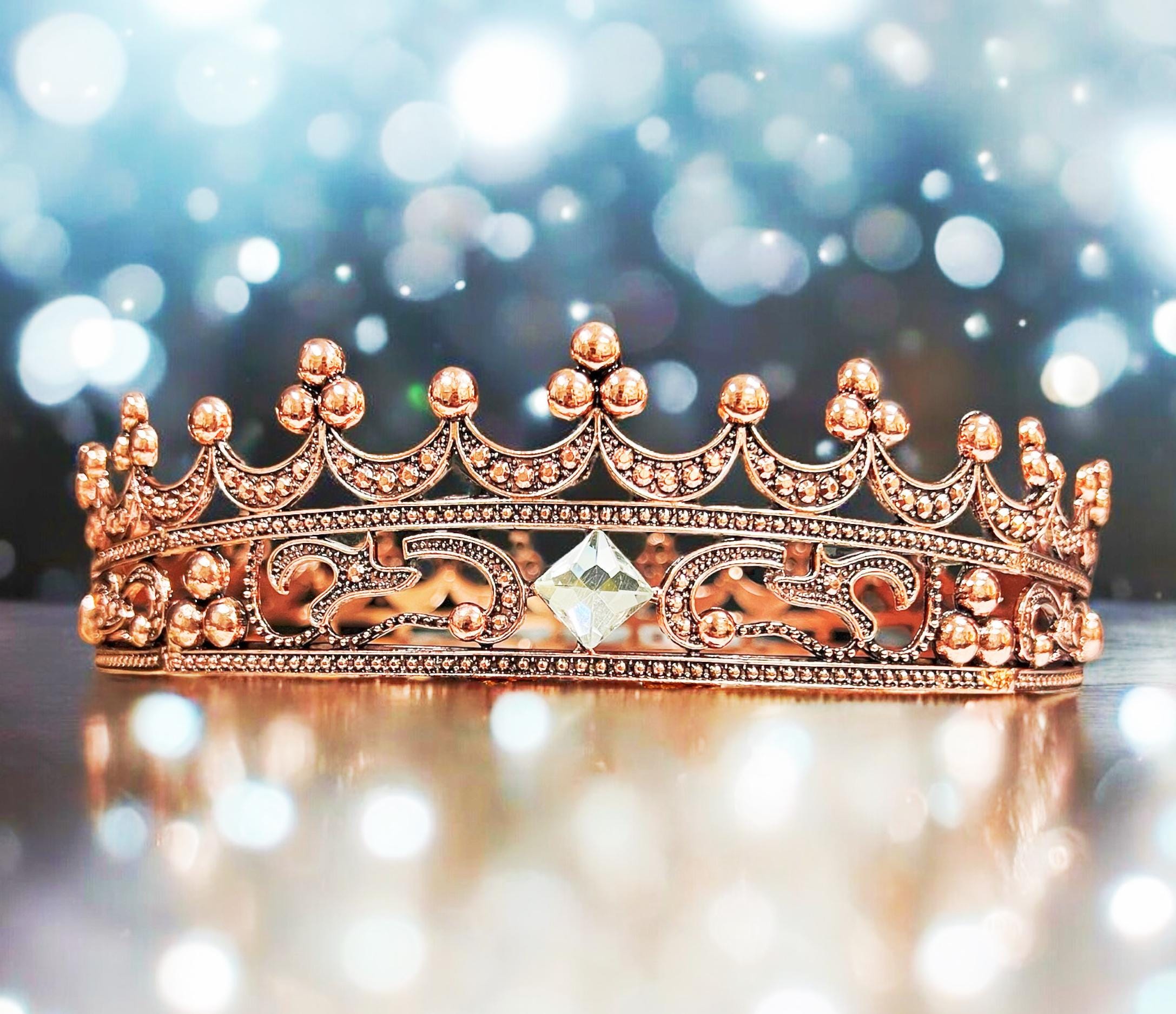 Royal Copper King Crown: Rhinestone Costume Accessory