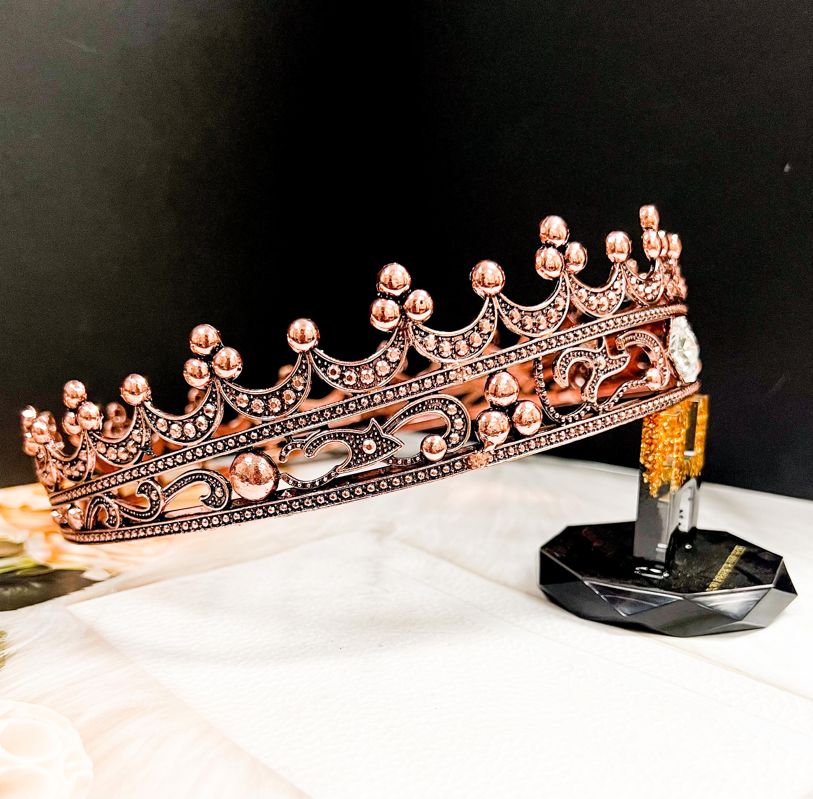 Royal Copper King Crown: Rhinestone Costume Accessory