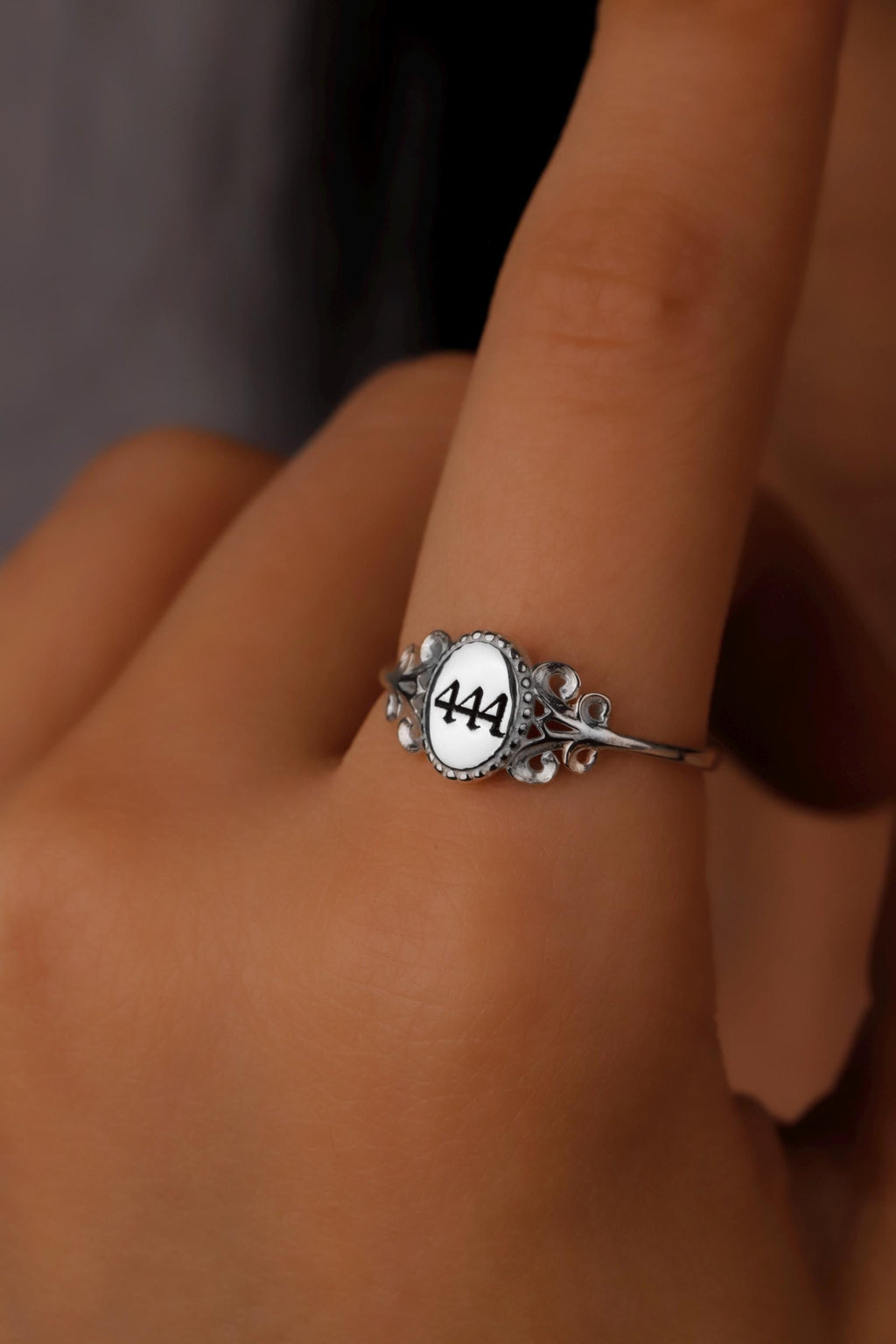 SilverGoldandRose Sterling Silver Angel Number Signet Ring Personalized 925