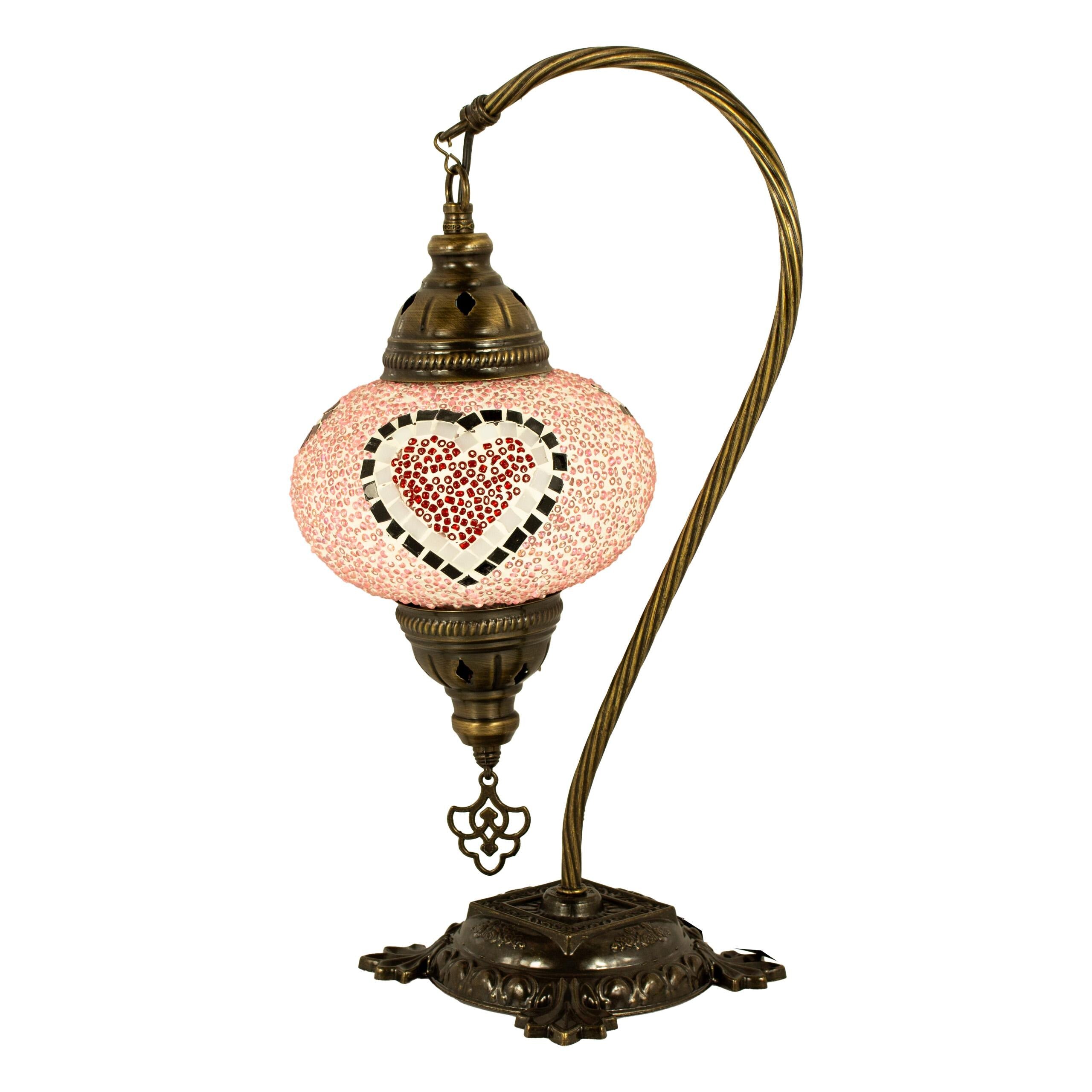 MoslandHome Handmade Turkish Mosaic Love Lamp Table Lamp Heart