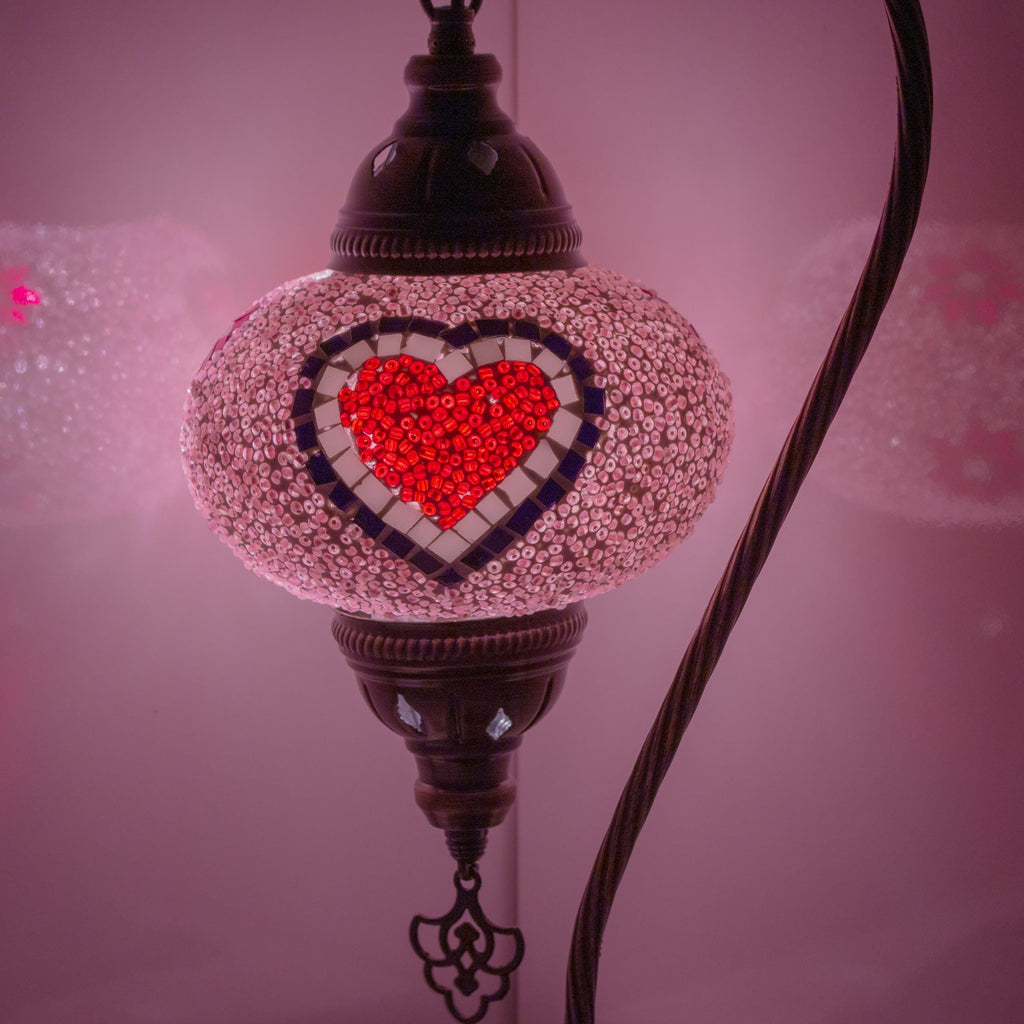 MoslandHome Handmade Turkish Mosaic Love Lamp Table Lamp Heart