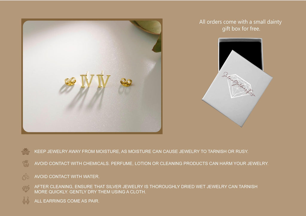 Sterling Silver Roman Numeral Earrings: Personalized Number Studs