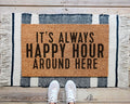 HamlinRowShop Happy Hour Coir Doormat Funny Welcome Mat