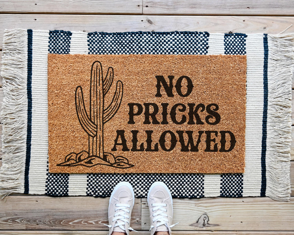 HamlinRowShop No Pricks Allowed Coir Doormat Funny Welcome Mat