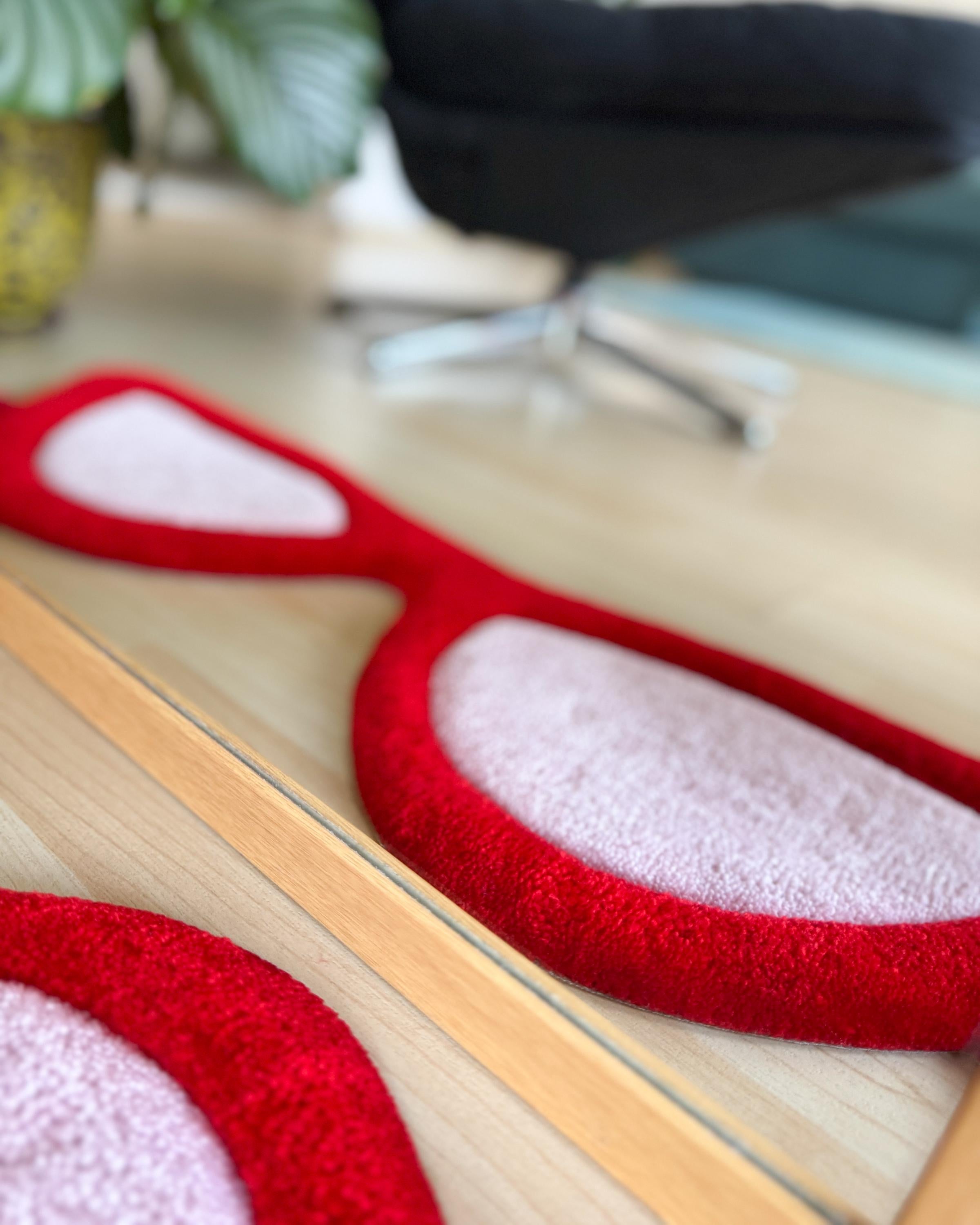 LargoModern Cat Eye Glasses Tufted Rug Handmade Fluffy Acrylic