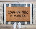 HamlinRowShop Excuse the Mess Funny Coir Doormat Rubber Backing