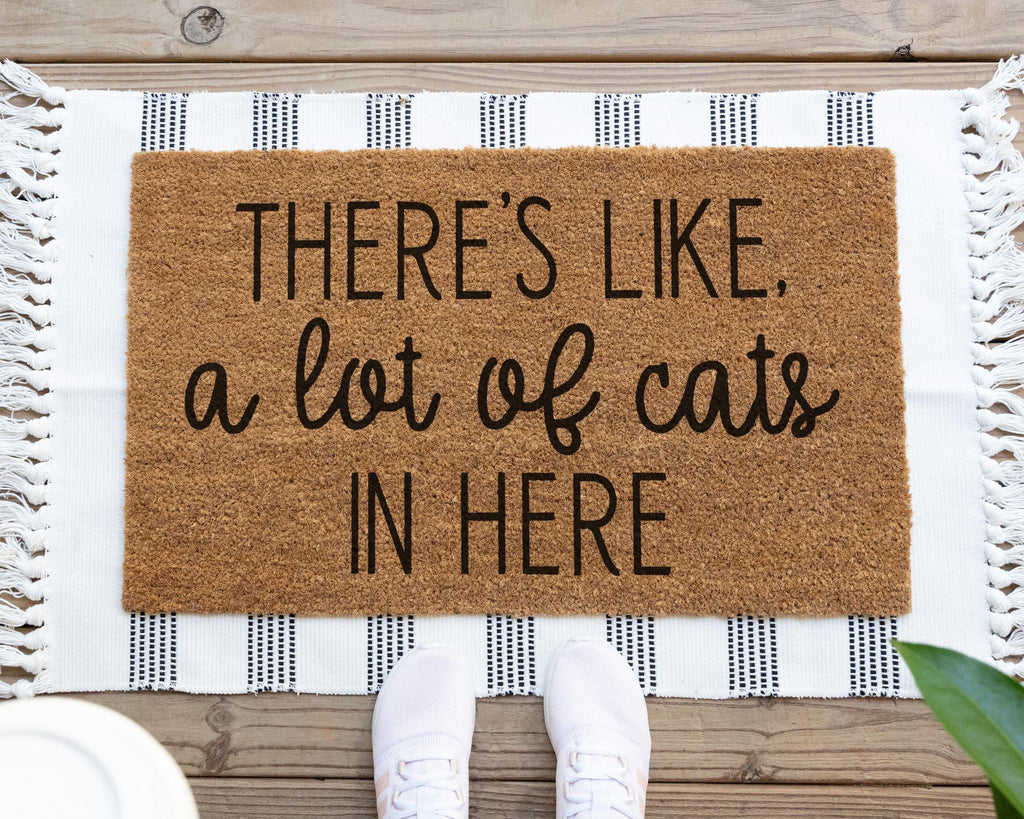 HamlinRowShop There's Like a Lot of Cats in Here Funny Coir Doormat