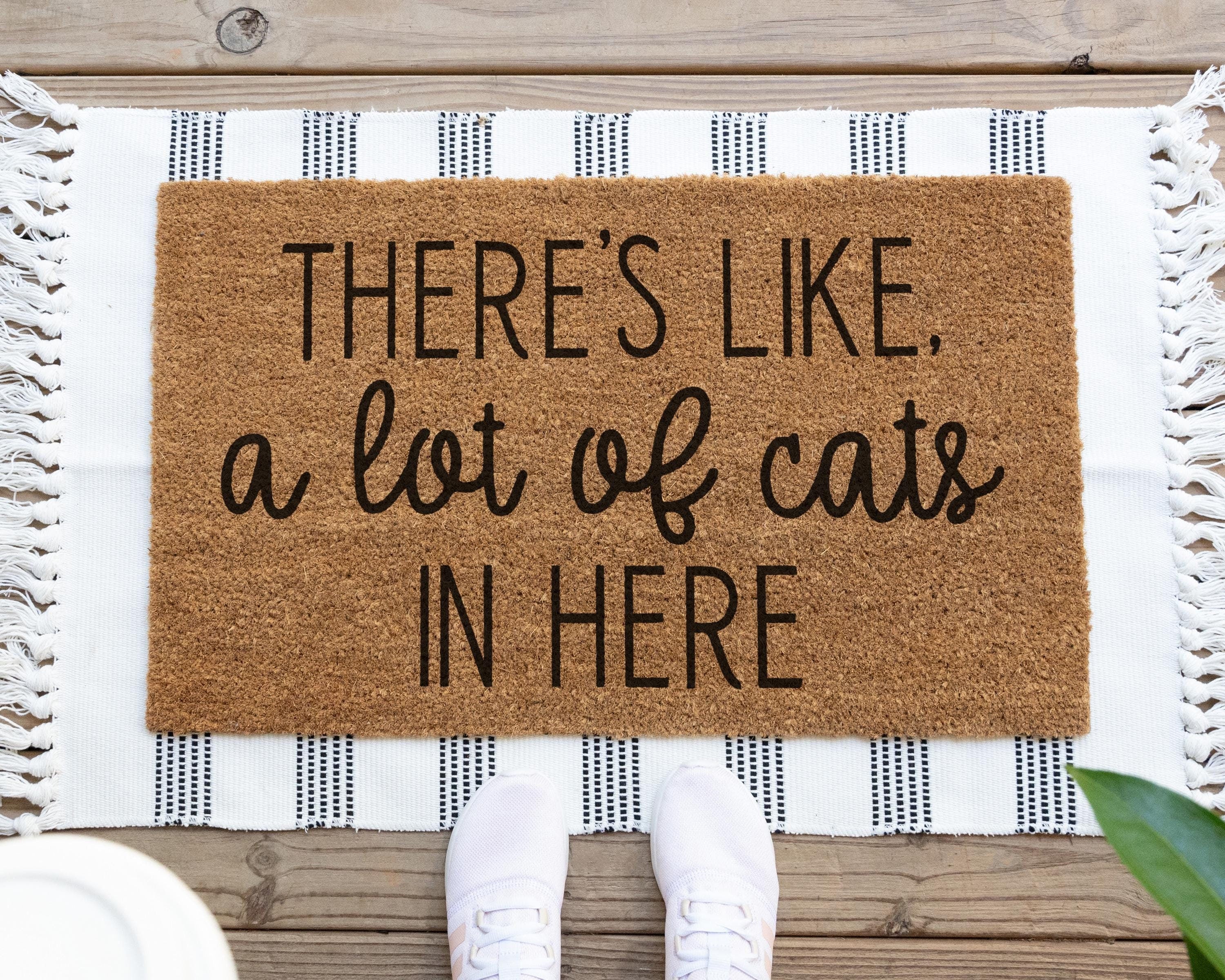 HamlinRowShop There's Like a Lot of Cats in Here Funny Coir Doormat