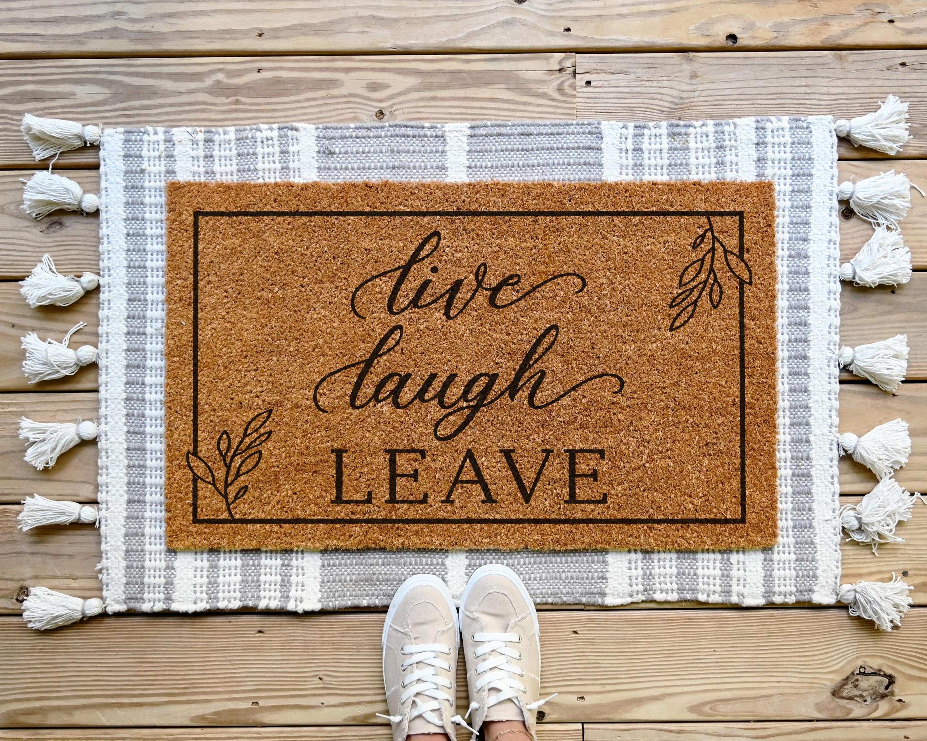 HamlinRowShop Live Laugh Leave Coir Doormat