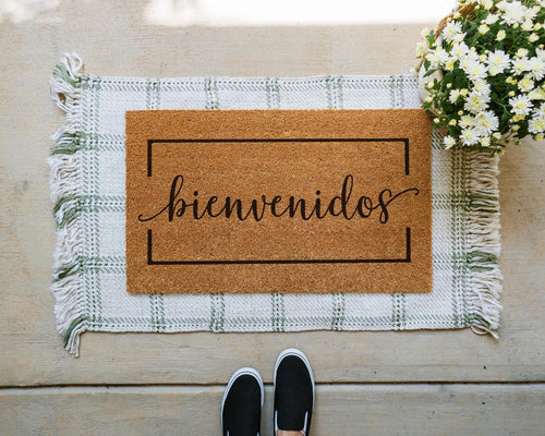 Bienvenidos Doormat Cursive Script Coir Welcome Mat Spanish Home Decor