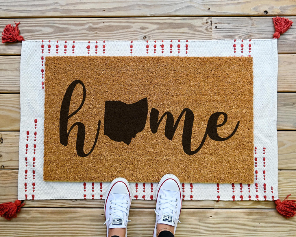 HamlinRowShop Pick Your State Coir Doormat Custom Welcome Mat