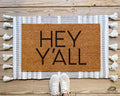 HamlinRowShop Hey Y'all Coir Doormat Custom Welcome Mat