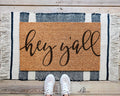 Coir Doormat with 'Hey Y'all' Design Funny Welcome Mat Front Porch Decor