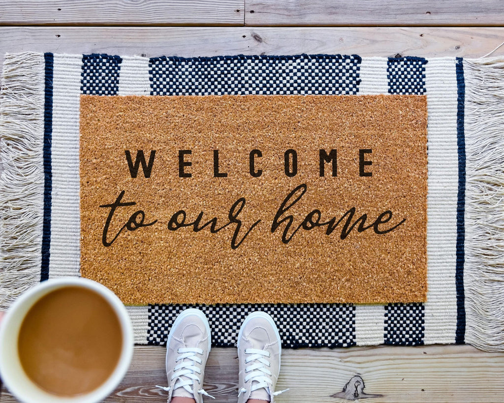 HamlinRowShop Coir Welcome Doormat - To Our Home, Front Porch Decor