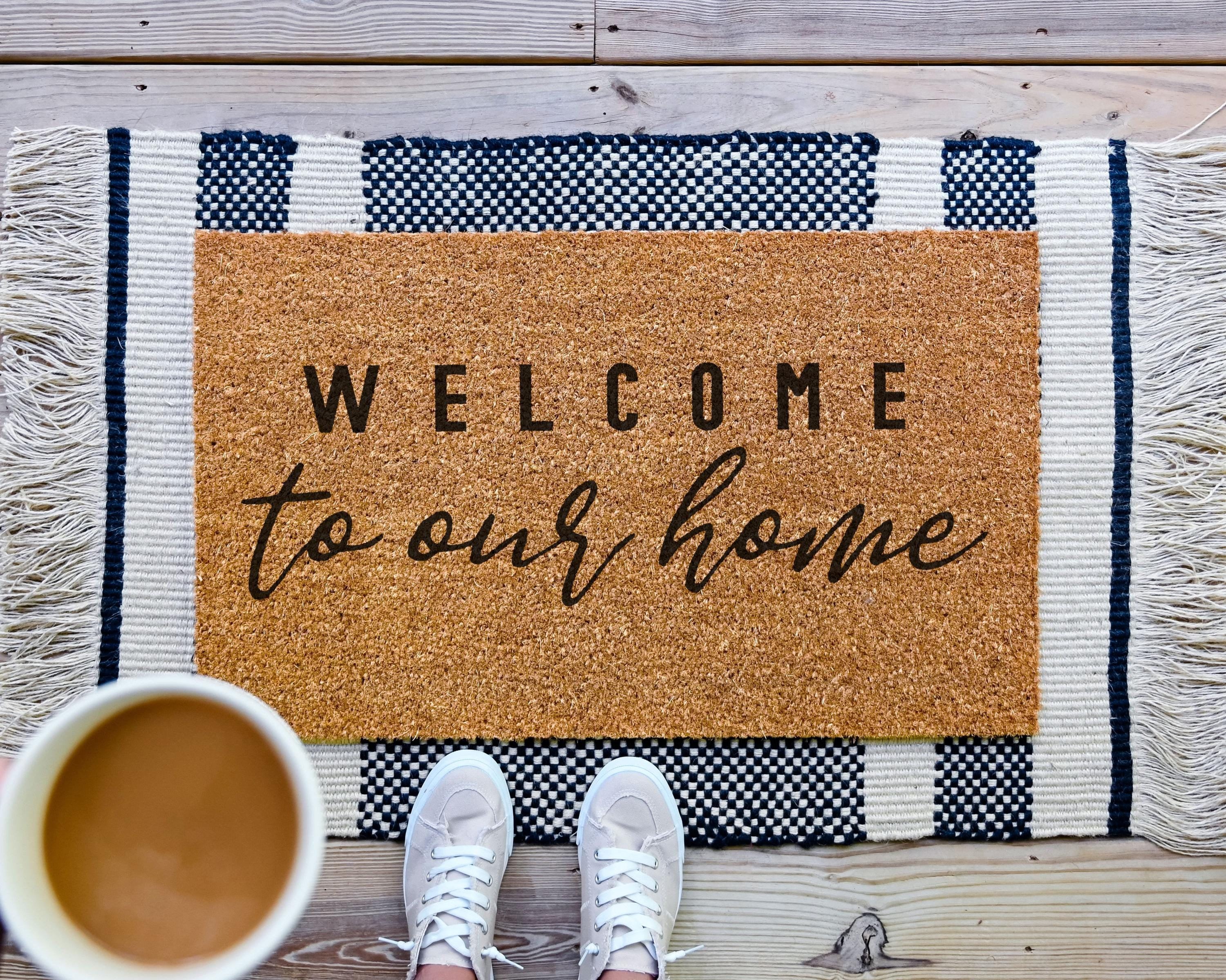 HamlinRowShop Coir Welcome Doormat - To Our Home, Front Porch Decor