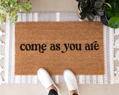 Come As You Are Coir Doormat Cursive Design Natural Fiber