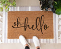 HamlinRowShop Oh Hello Coir Doormat Cursive Welcome Mat