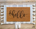 HamlinRowShop Oh Hello Coir Doormat Natural Brown