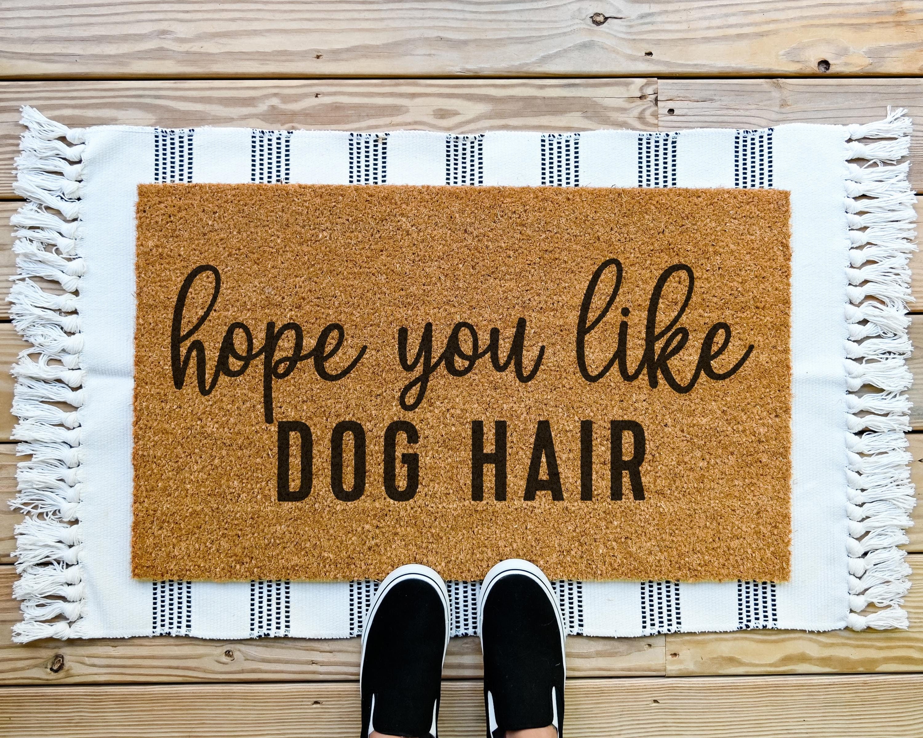 HamlinRowShop Coir Doormat with Hope You Like Dog Hair Saying