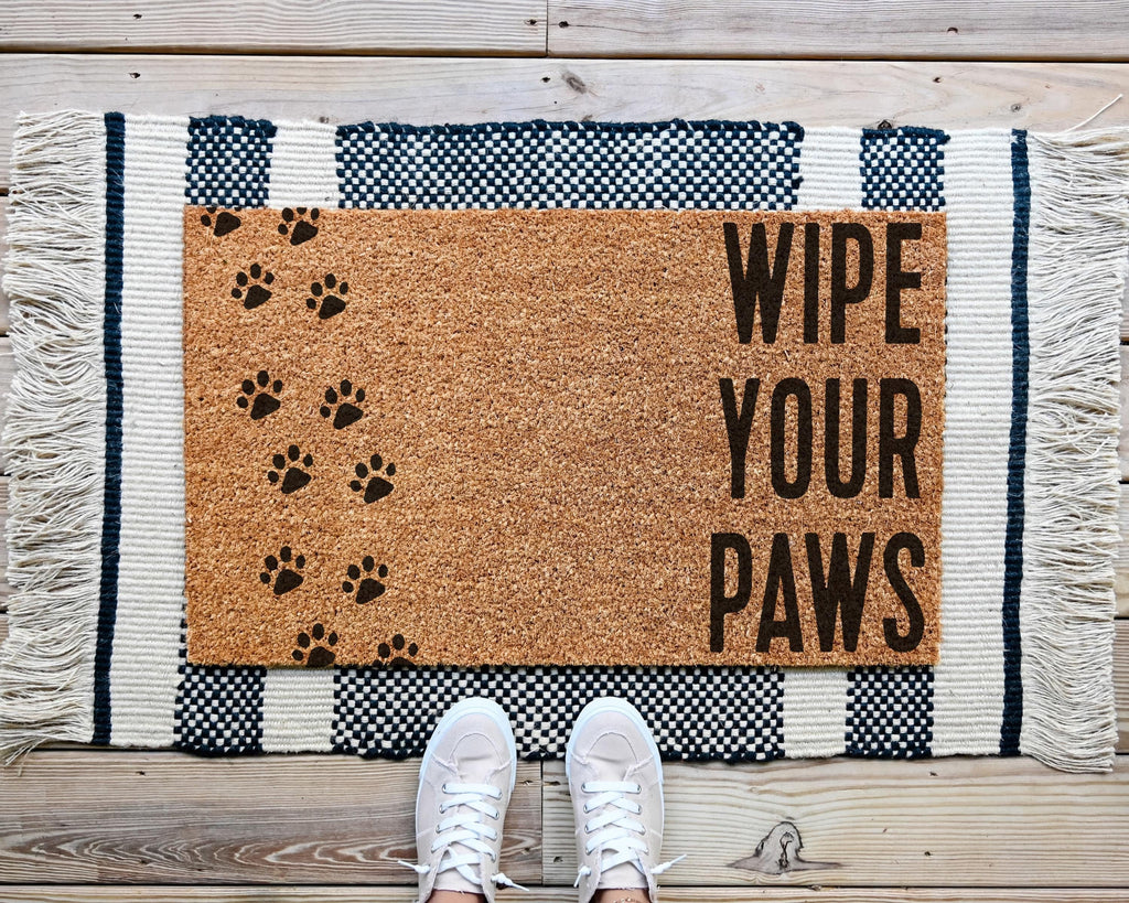 HamlinRowShop Wipe Your Paws Coir Doormat Natural Dog Welcome Mat