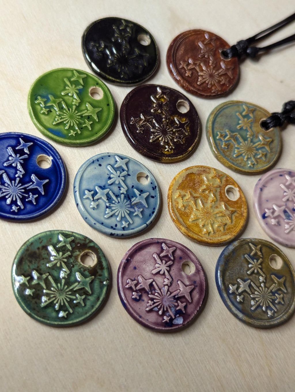 NoctemPottery Ceramic Shining Star Faux Wax Seal Pendant Necklace
