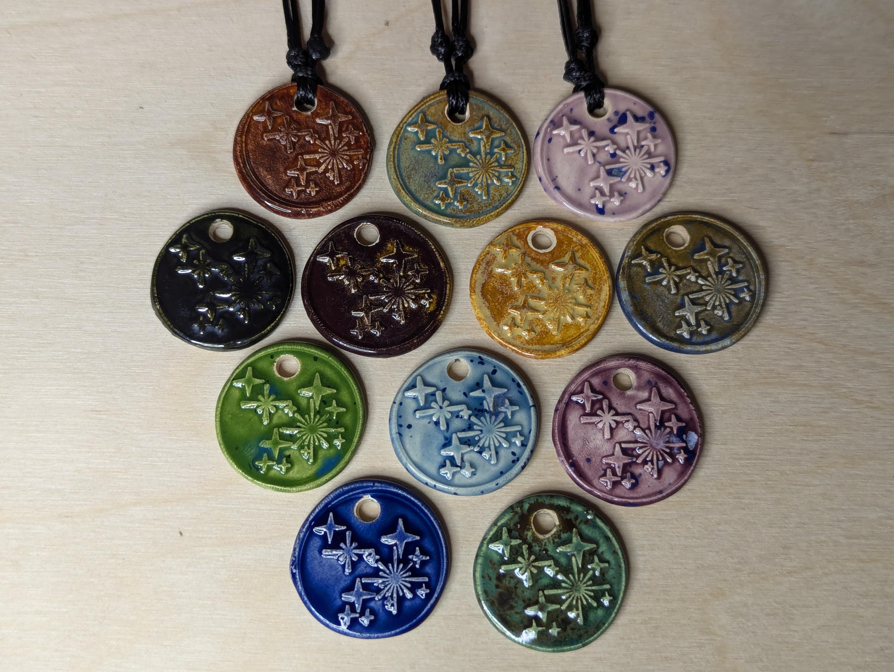 NoctemPottery Ceramic Shining Star Faux Wax Seal Pendant Necklace