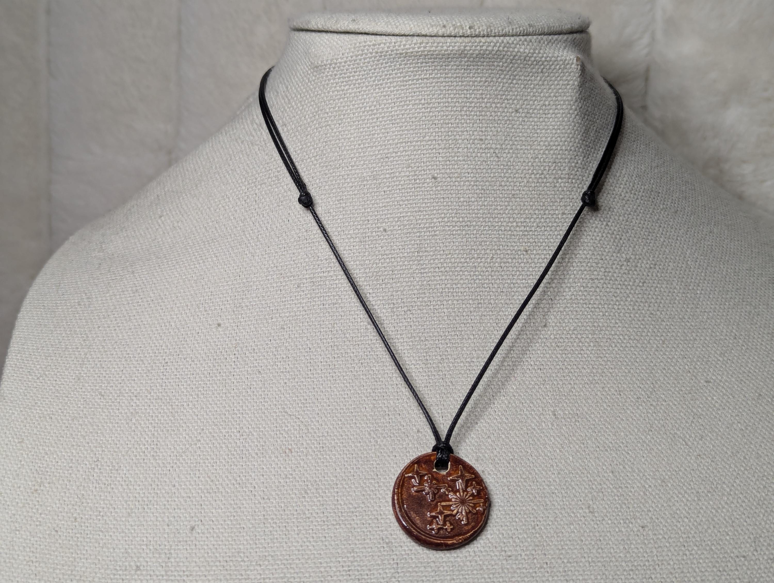 NoctemPottery Ceramic Shining Star Faux Wax Seal Pendant Necklace