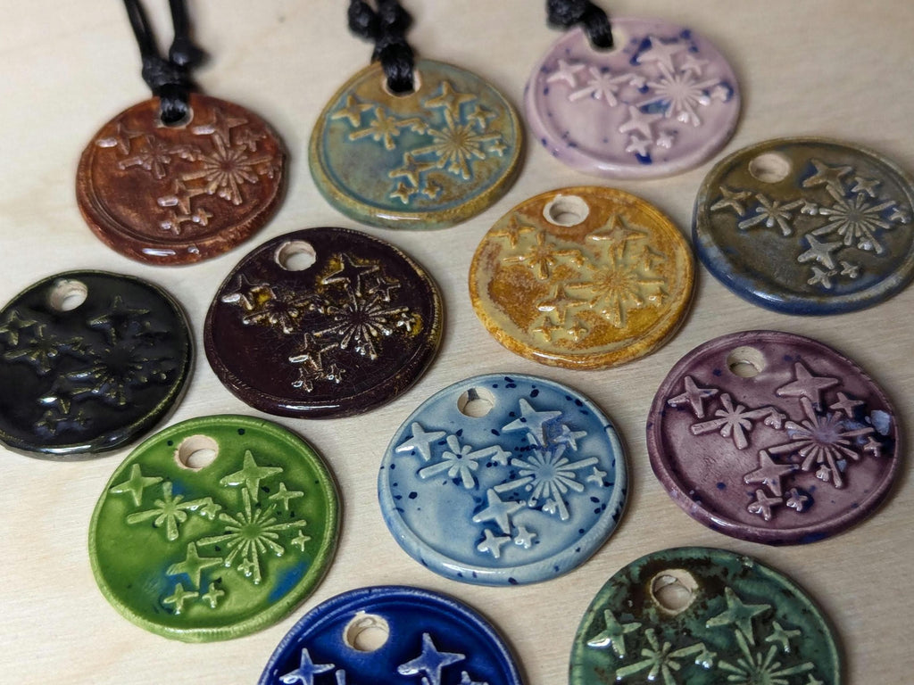 NoctemPottery Ceramic Shining Star Faux Wax Seal Pendant Necklace