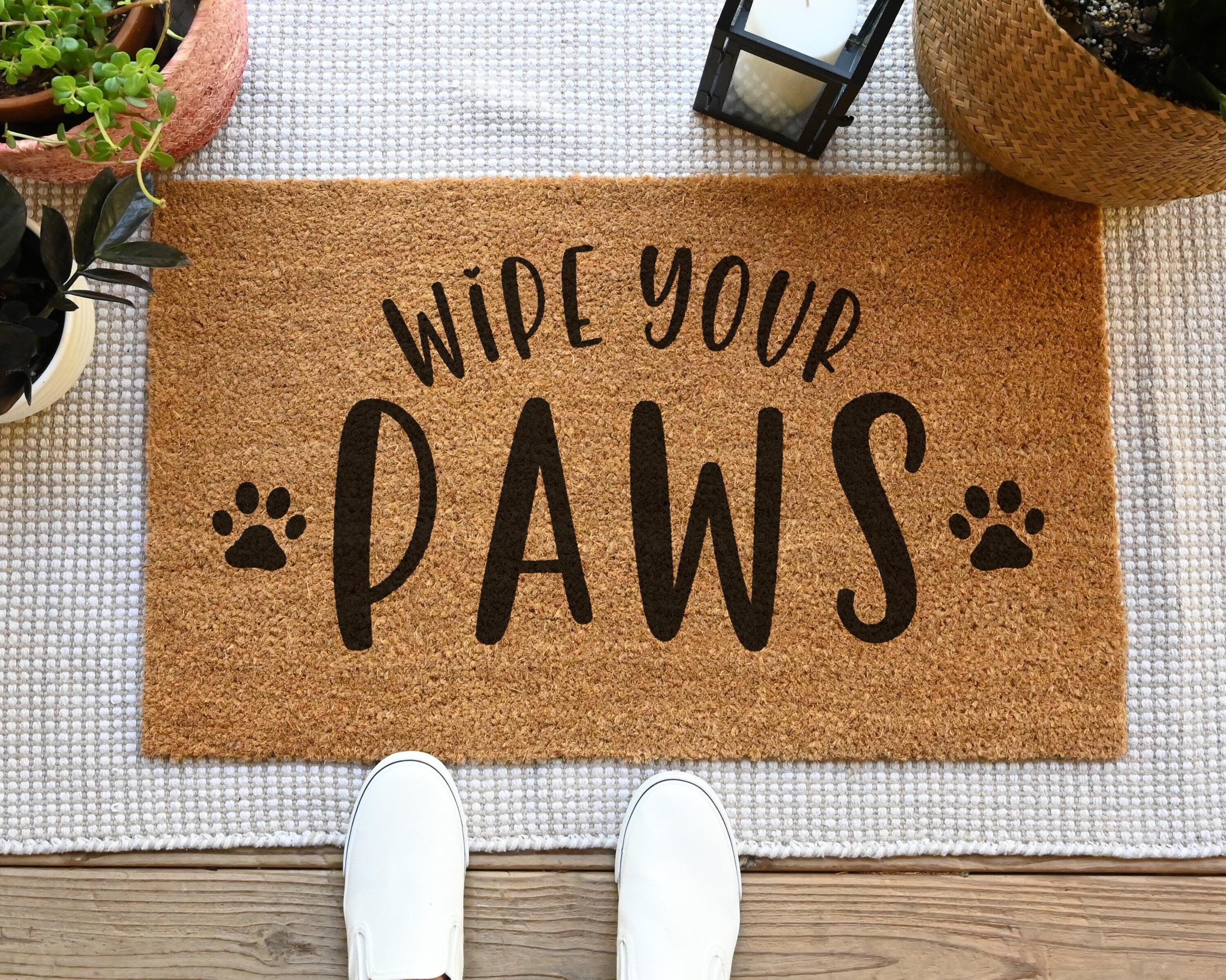 HamlinRowShop Wipe Your Paws Funny Dog Doormat Coir Welcome Mat