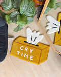 LargoModern Cry Time Hand Tufted Rug Tissue Box Shape 27in Yellow