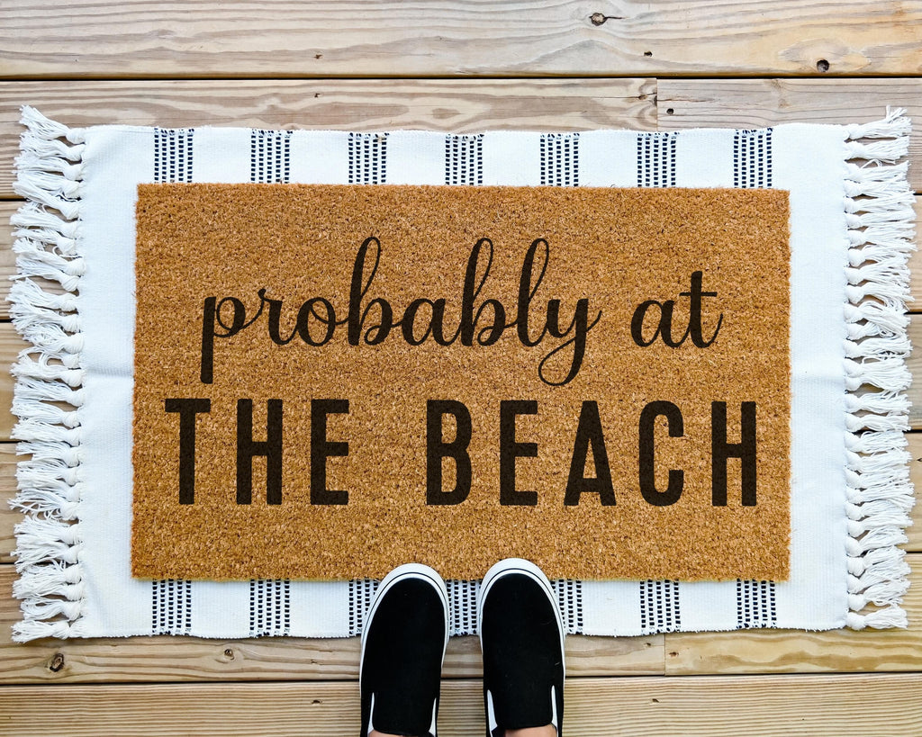 HamlinRowShop Probably At The Beach Coir Doormat Funny Welcome Mat