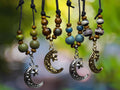 NoctemPottery Crescent Moon and Stars Ceramic Beaded Choker Necklace