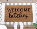 HamlinRowShop Welcome Bitches Coir Doormat Funny Black